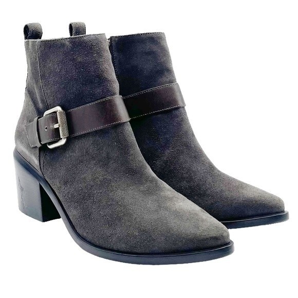 NWT AllSaints Jason Boot Charcoal Gray Suede Buckle Ankle Bootie Women’s Size 9 - Picture 5 of 16